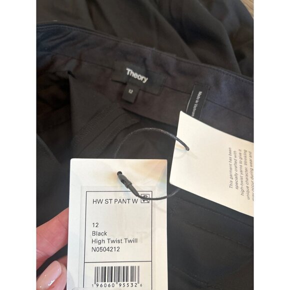 Theory High Waisted Straight Leg Pant Black Womens Size 12 - Picture 10 of 10